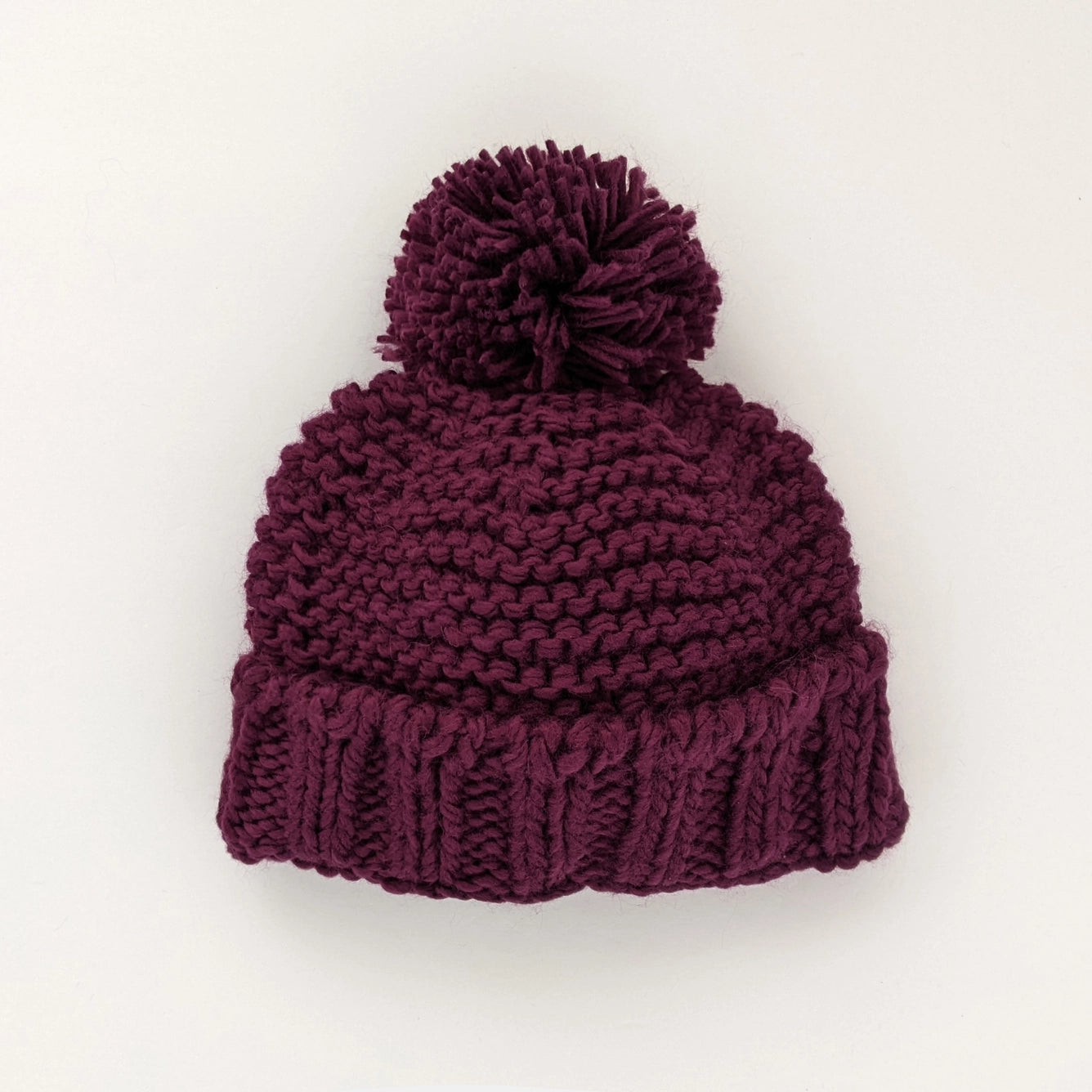 Plum Garter Stitch Beanie