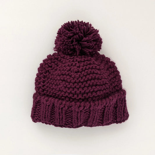 Plum Garter Stitch Beanie
