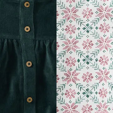 Poinsettia Fair Isle Organic Girl Tee & Dress Set
