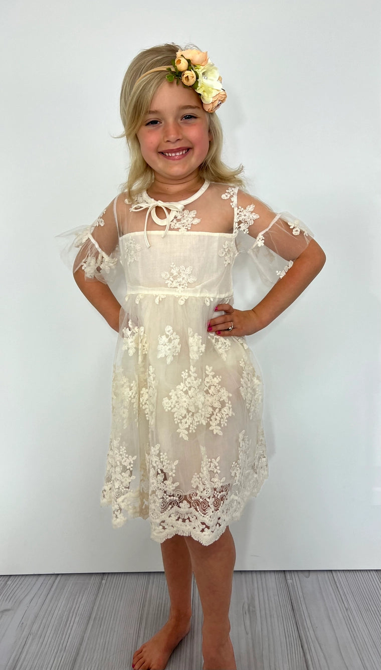 Ivory Lace Girls Dress Noelle Childrens Boutique Ivory Lace Girls Dress Noelle Childrens Boutique
