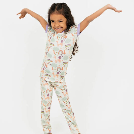 Magical Unicorns Bamboo Short Sleeve Kids Pajama Pants Set