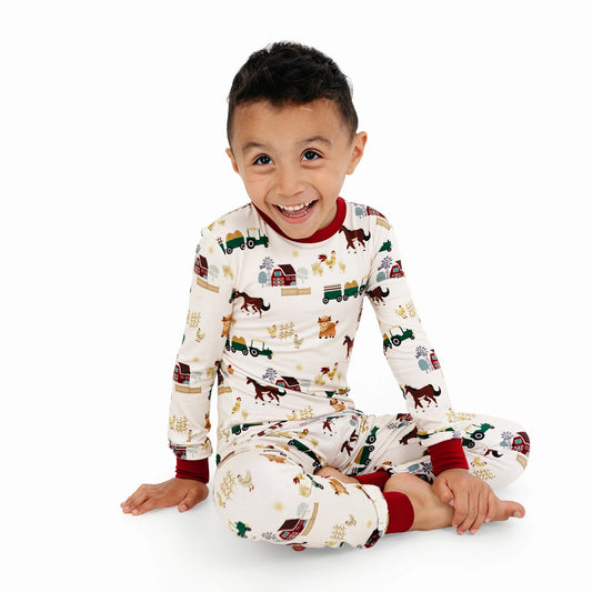 On the Farm Bamboo Long Sleeve Kids Pajama Pants Set