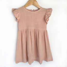 Pink Linen Dress - Noelle Childrens Boutique