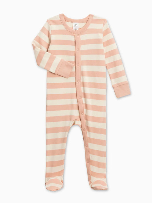 Skylar Footed Sleeper - Blush Ely Stripe