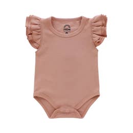Dusty Rose Flutter Short Sleeve Baby Onesie (0-18Months) - Noelle Childrens Boutique