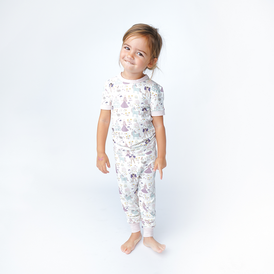 Once Upon a Time Bamboo Short Sleeve Kids Pajama Pants Set