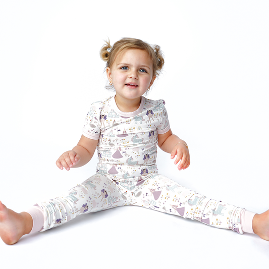 Once Upon a Time Bamboo Short Sleeve Kids Pajama Pants Set