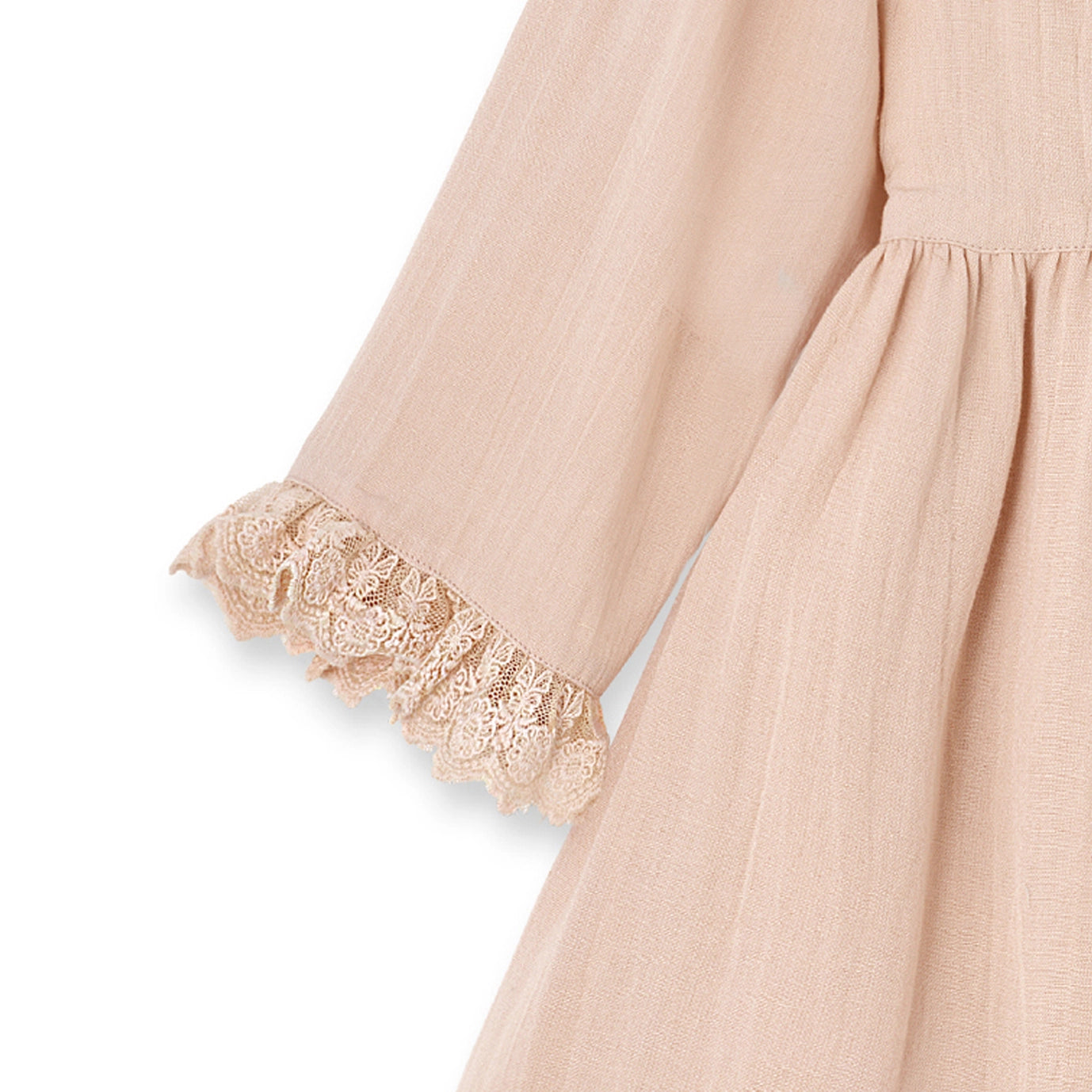 Lace Trim Linen Dress – Soft Beige Special Occasion Style