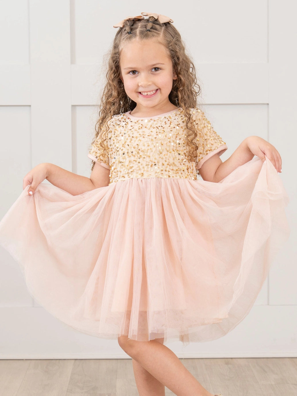 Champagne Sparkly Tulle Dress