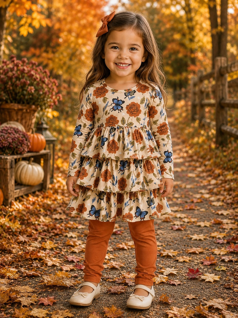 Autumn Bloom Milk Silk Peplum Set