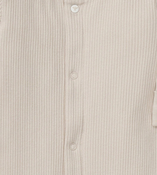 Organic Cotton Jumpsuit, Bib & Hat 3 Piece Set - Limestone