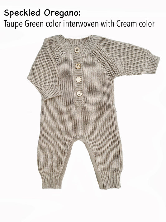 Baby Knit Romper Button Front Jumpsuit w/ Zipper | Harper