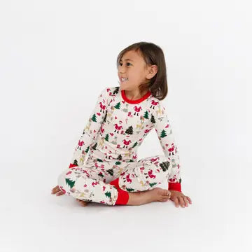 Cozy Christmas Bamboo Long Sleeve Kids Pajama Pants Set
