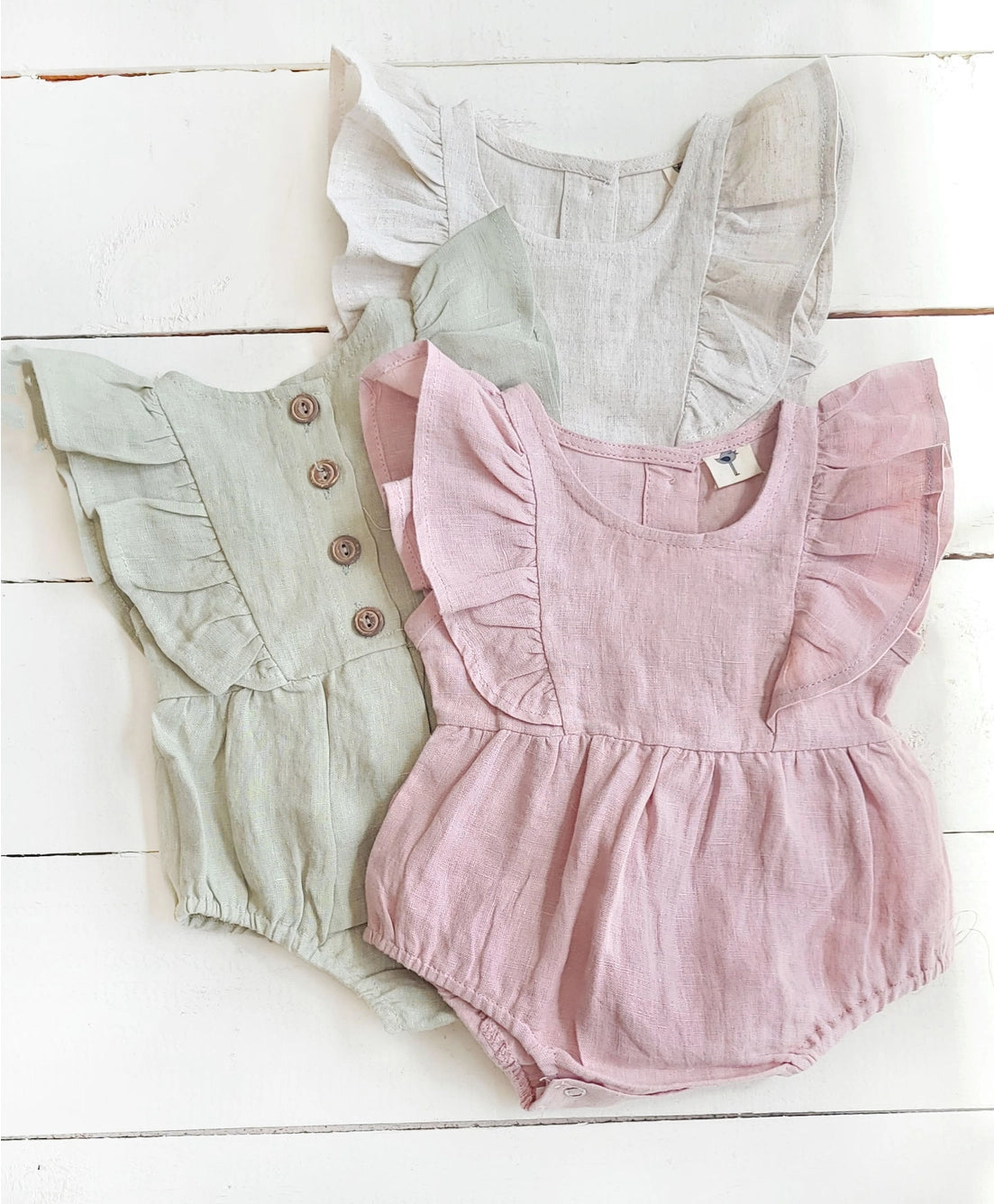 Gabriella Sleeveless Linen Romper in Blush Pink