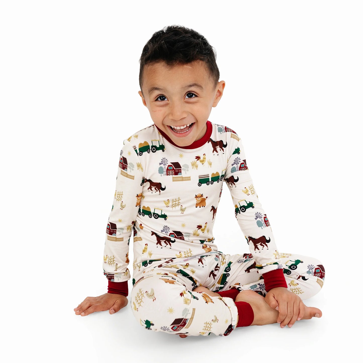 On the Farm Bamboo Long Sleeve Kids Pajama Pants Set