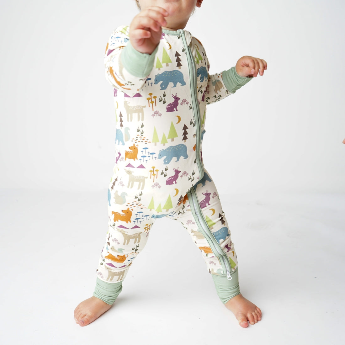 Forest Friends Animals Bamboo Baby Convertible Footie Pajama