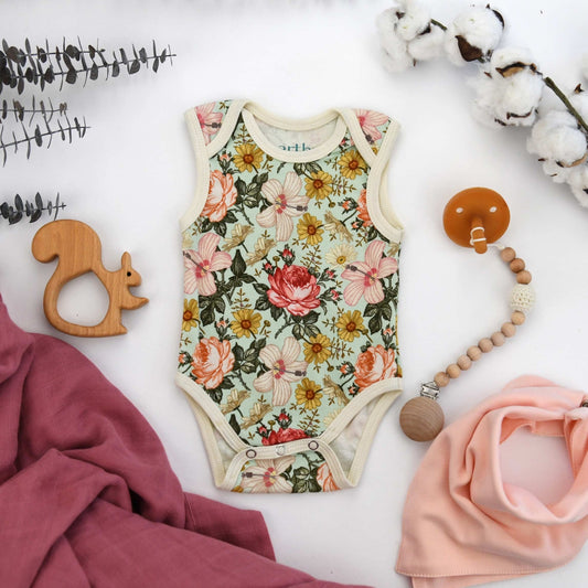 Organic Cotton Sleeveless Baby Bodysuit, Jade