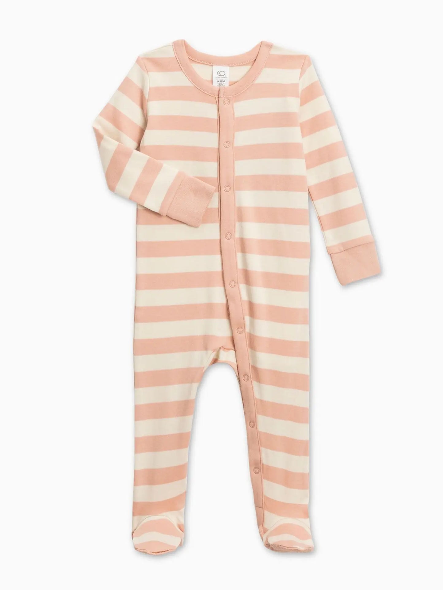 Skylar Footed Sleeper - Blush Ely Stripe