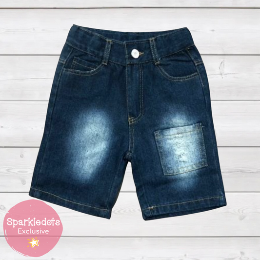 Boys Denim Shorts with Frog Pocket