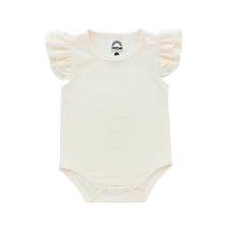 Cream Flutter Short Sleeve Baby Onesie (0-3 Months) - Noelle Childrens Boutique