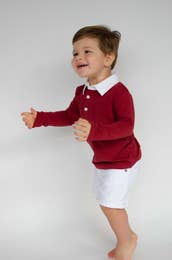 The Collared Shirt in Cranberry (size 12 months to 6 yr old) - Noelle Childrens Boutique