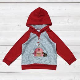 Happy Little Barn Red w/SpaceDye Hoodie - Noelle Childrens Boutique