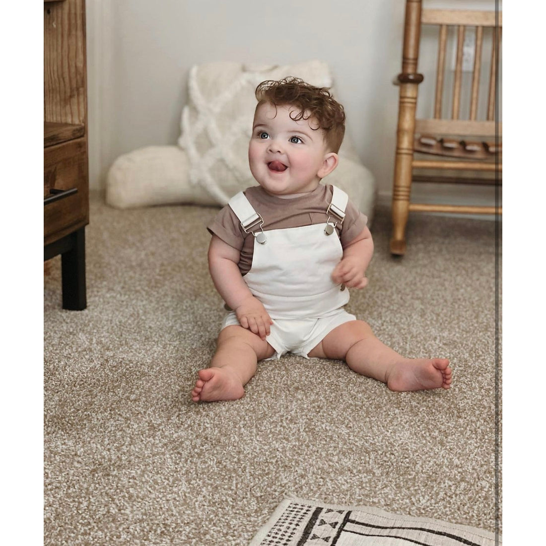 Denin Short Overalls in Marshmallow