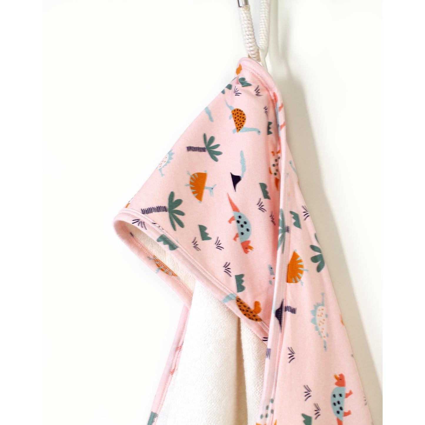 Dino Reversible Hooded Towel - Blush