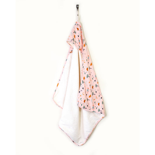 Dino Reversible Hooded Towel - Blush