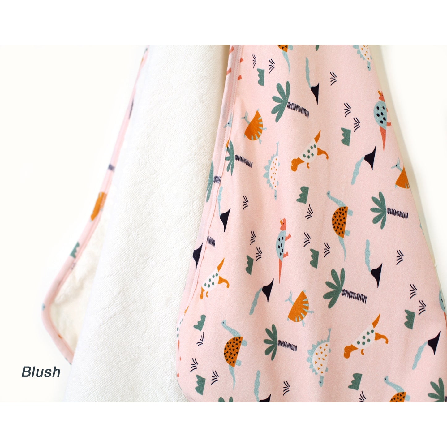 Dino Reversible Hooded Towel - Blush