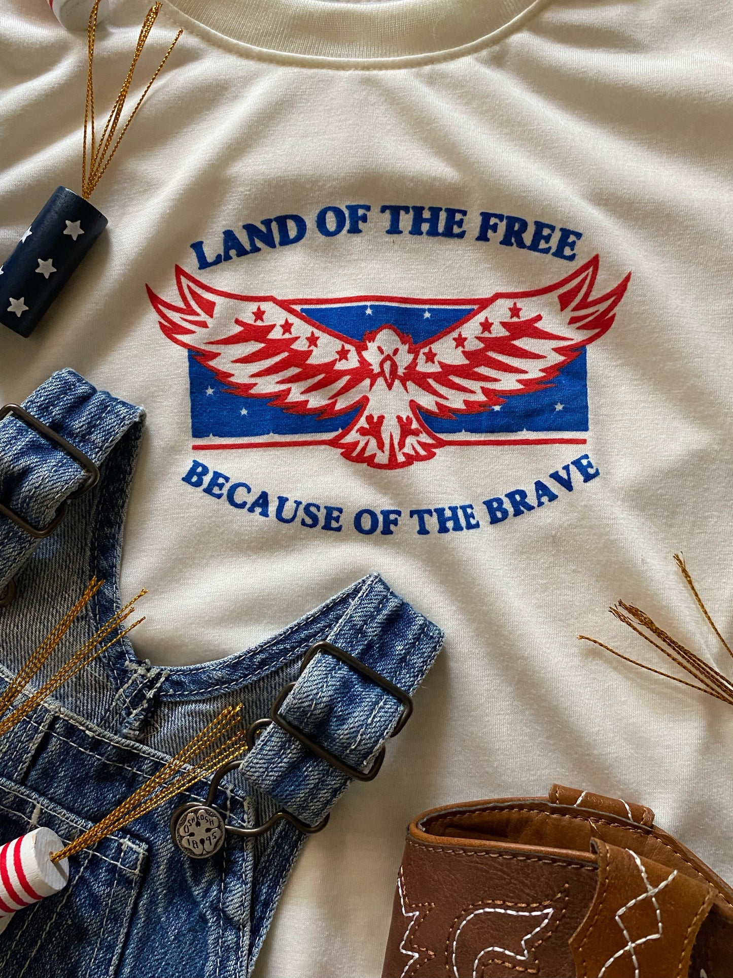 "Land of the free, home of the brave" graphic t-shirt