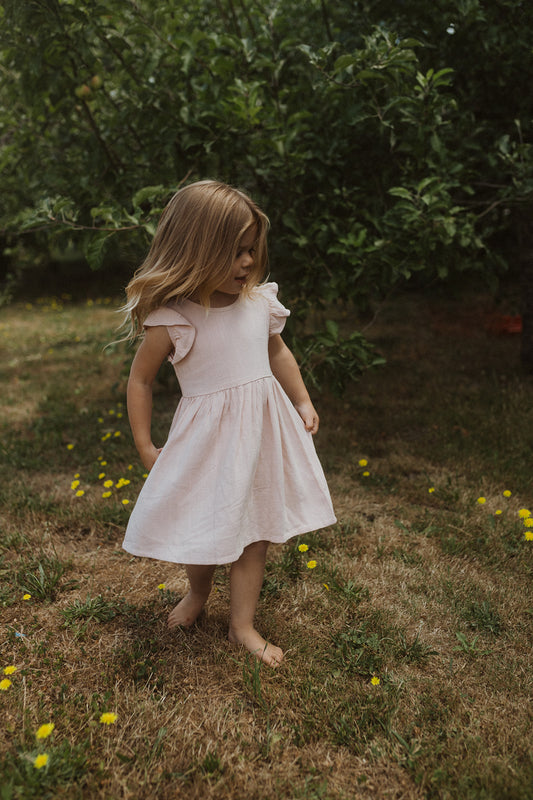 Pink Linen Dress - Noelle Childrens Boutique