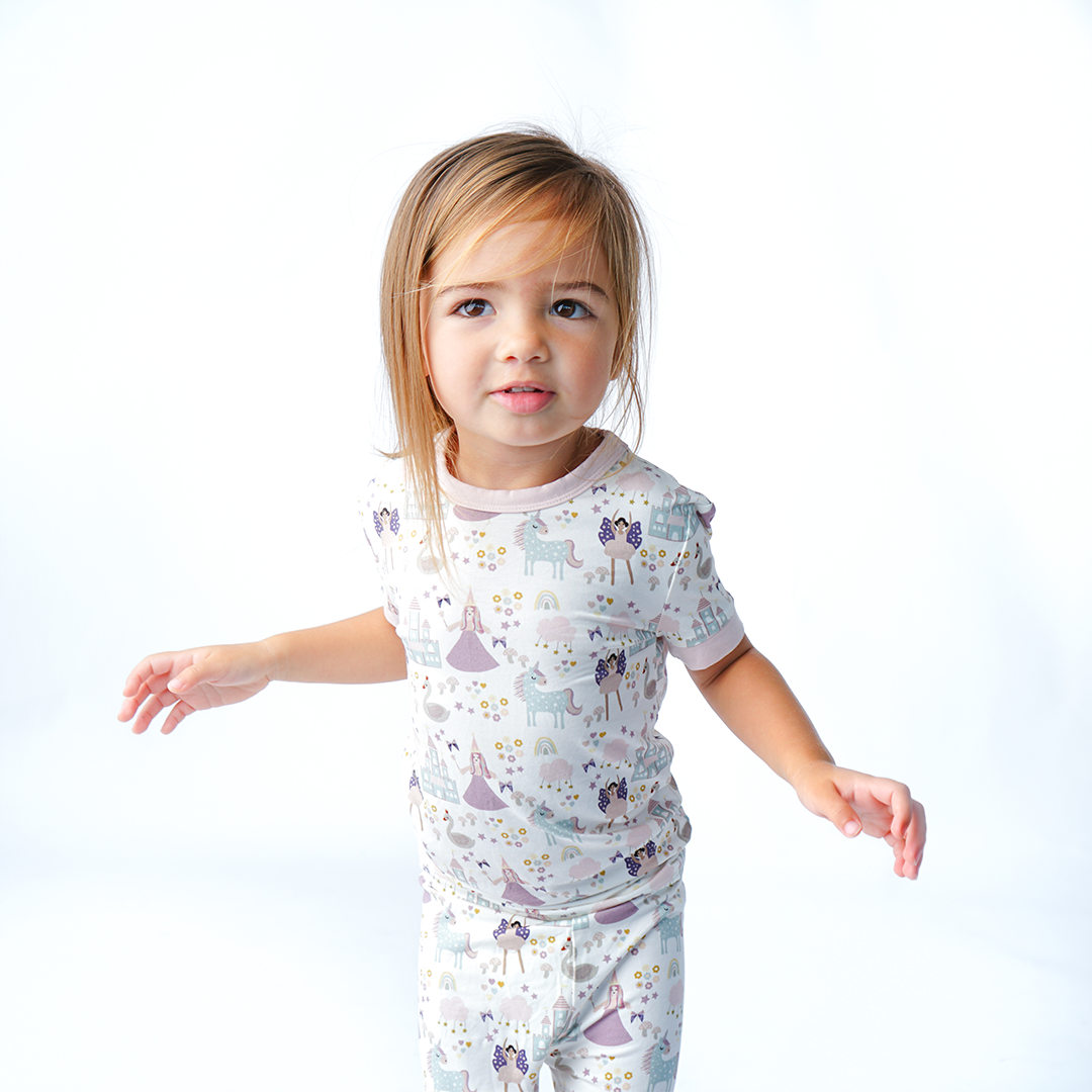 Once Upon a Time Bamboo Short Sleeve Kids Pajama Pants Set