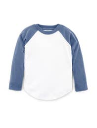 Baseball Tee - White / Steel (3 Months - 6) - Noelle Childrens Boutique