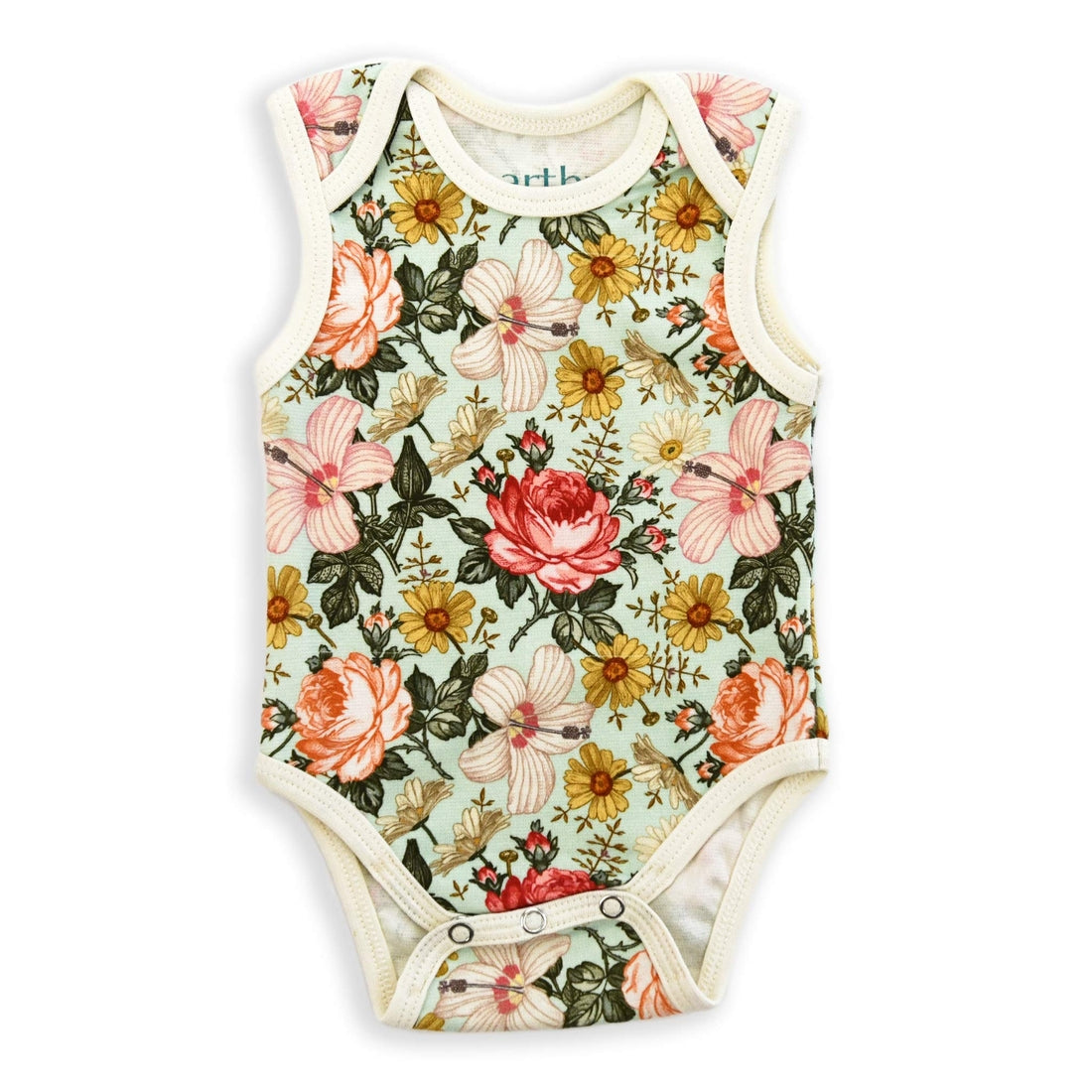 Organic Cotton Sleeveless Baby Bodysuit, Jade