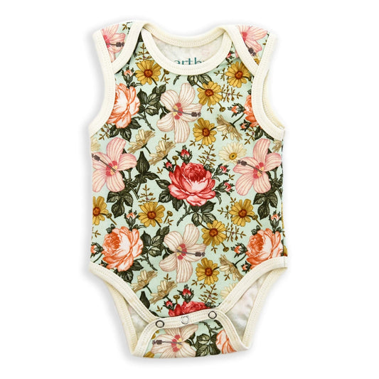 Organic Cotton Sleeveless Baby Bodysuit, Jade