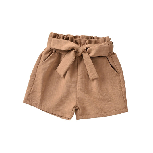 Pull on Linen shorts ~ Camel