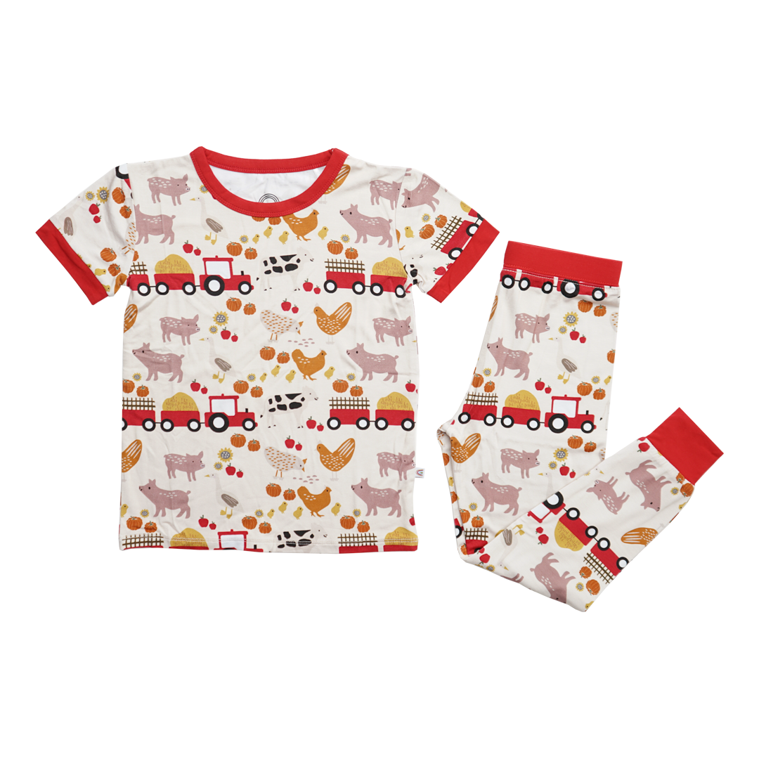 Farm Friends Short Sleeve Bamboo Toddler Kids Pajama Set