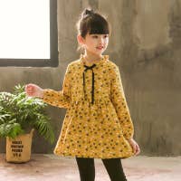 Long Sleeve Cotton Yellow Floral Dress