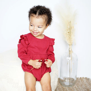 Merlot Flutter Long Sleeve Baby Onesie