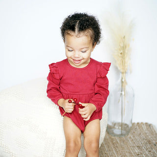 Merlot Flutter Long Sleeve Baby Onesie